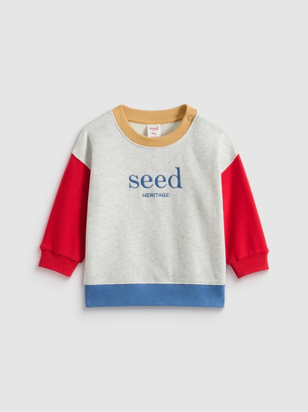 SEED HERITAGE | Kids Colorblock Sweatshirt - Red, Grey & Blue